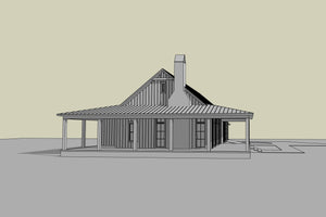 H8216-A Modern Barndominium House, 4 Bedrooms, 2.5 Bathrooms | Canton House Plan Grayscale 4