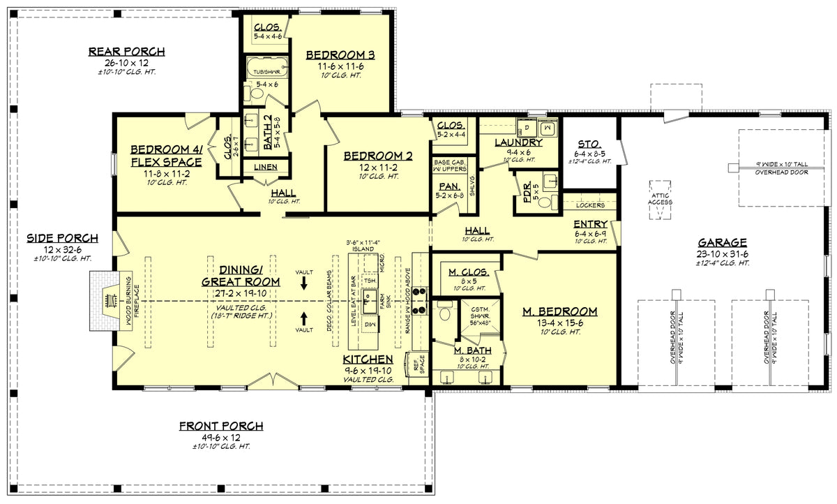 H8216-A Modern Barndominium House First Floor Plan, 4 Bedrooms, 2.5 Bathrooms | Canton House Plan 