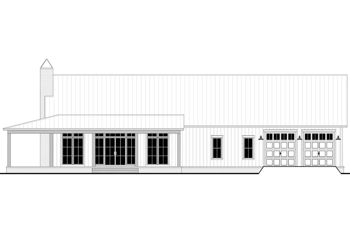 H8216-A Modern Barndominium House, 4 Bedrooms, 2.5 Bathrooms | Canton House Plan Front CAD
