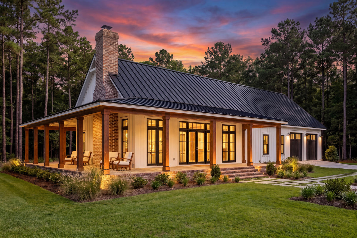 H8216-A Modern Barndominium House, 4 Bedrooms, 2.5 Bathrooms | Canton House Plan Exterior-4