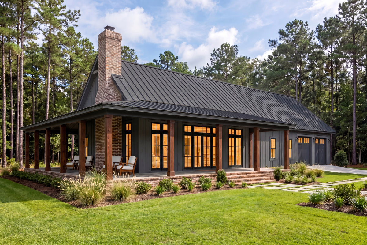 H8216-A Modern Barndominium House, 4 Bedrooms, 2.5 Bathrooms | Canton House Plan Exterior