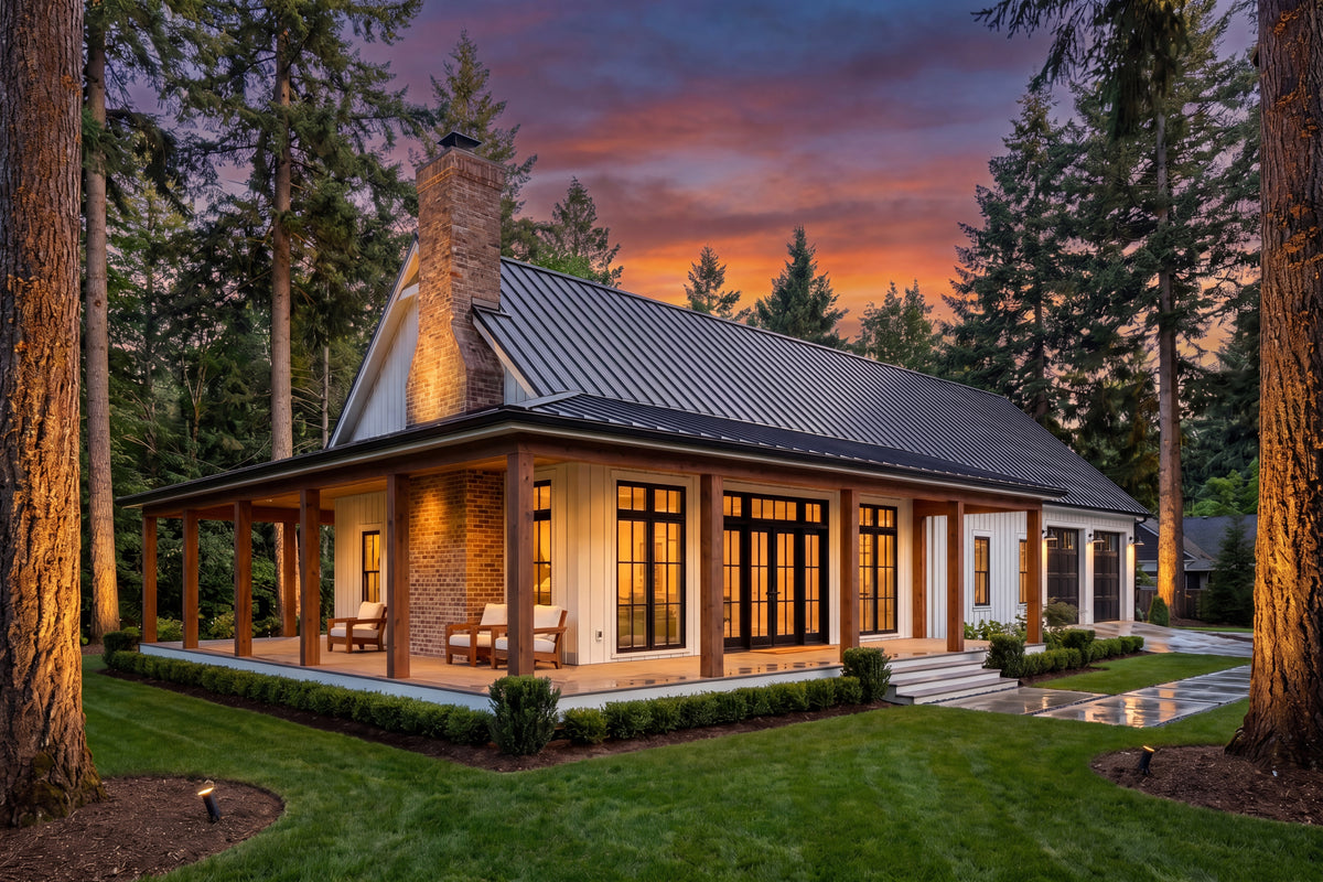 H8216-A Modern Barndominium House, 4 Bedrooms, 2.5 Bathrooms | Canton House Plan Exterior-6
