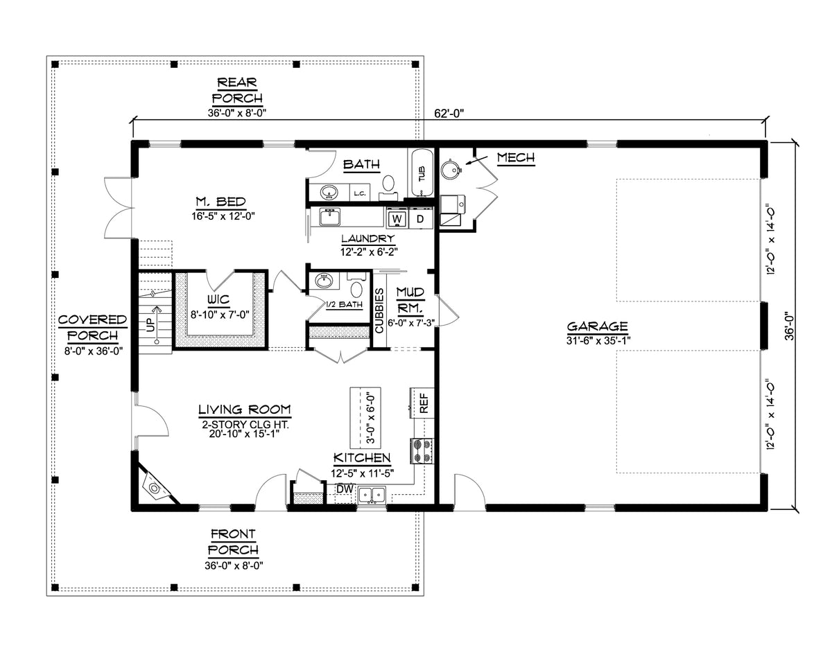 1600 Square Foot Barndominium-Style House Plan with 2-Car Side-Entry Garage