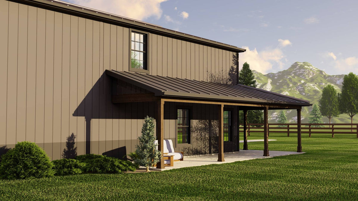 1600 Square Foot Barndominium-Style House Plan with 2-Car Side-Entry Garage