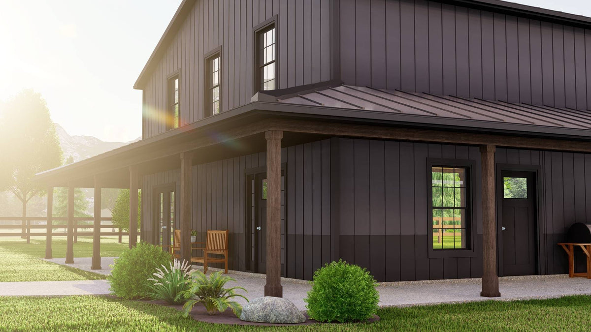 1600 Square Foot Barndominium-Style House Plan with 2-Car Side-Entry Garage