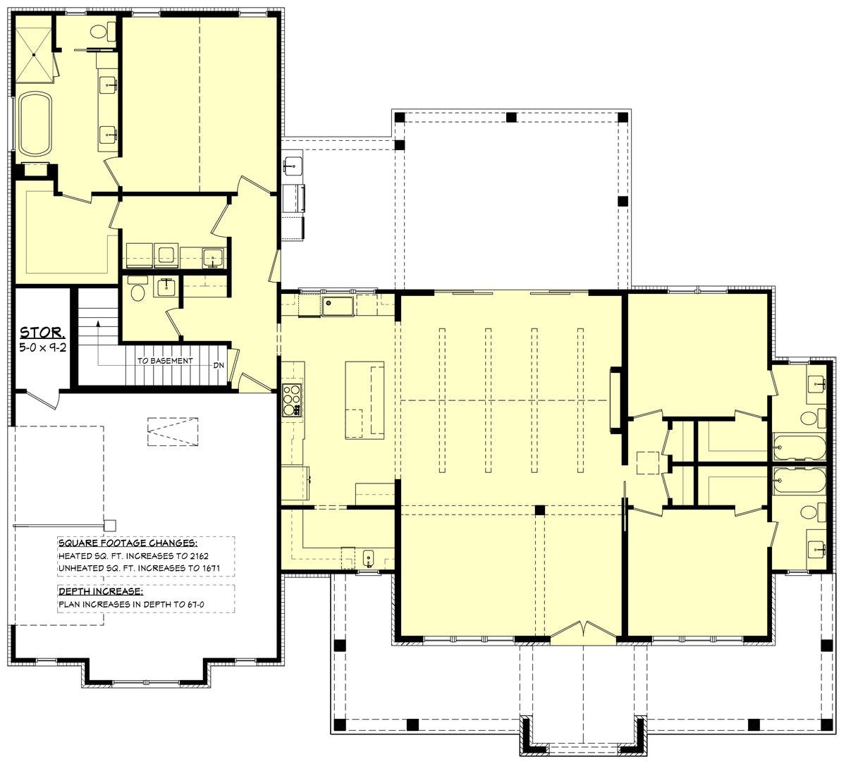 H7911-A Modern Farmhouse Basement Stair Location Floor Plan, 3 Bedrooms, 3.5 Bathrooms | Grandview 2143-S 