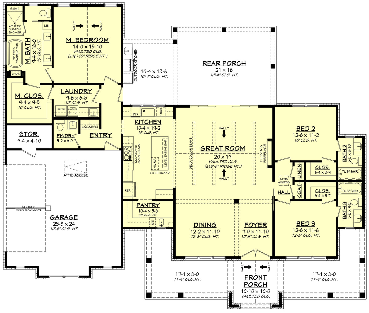 H7911-A Modern Farmhouse First Floor Plan, 3 Bedrooms, 3.5 Bathrooms | Grandview 2143-S 