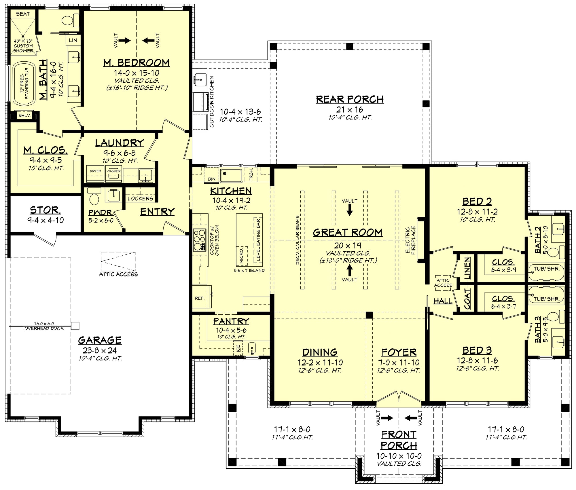 H7911-A Modern Farmhouse First Floor Plan, 3 Bedrooms, 3.5 Bathrooms | Grandview 2143-S 