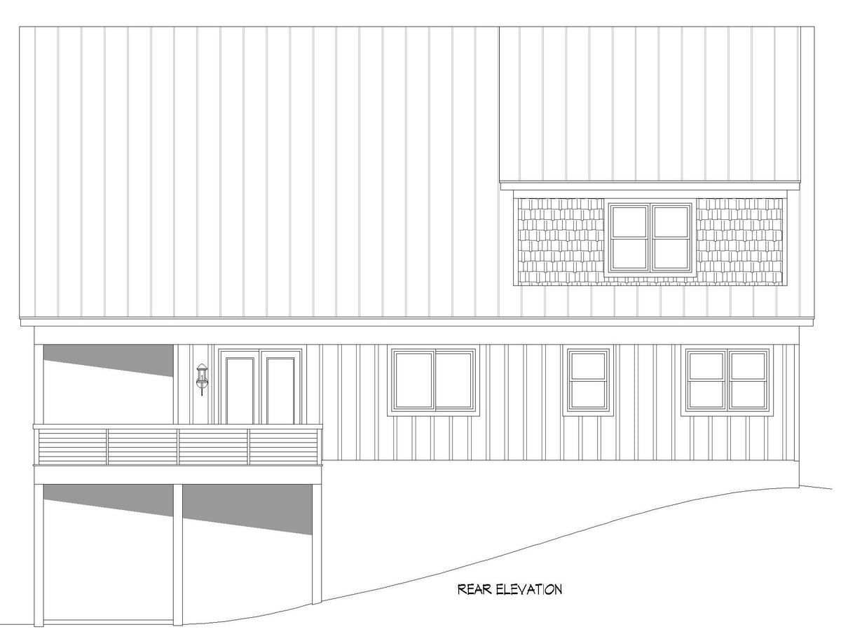 L7871-A Modern Farmhouse Rear Elevation, 3 Bedrooms, 3.5 Bathrooms | Pine Haven Lodge 