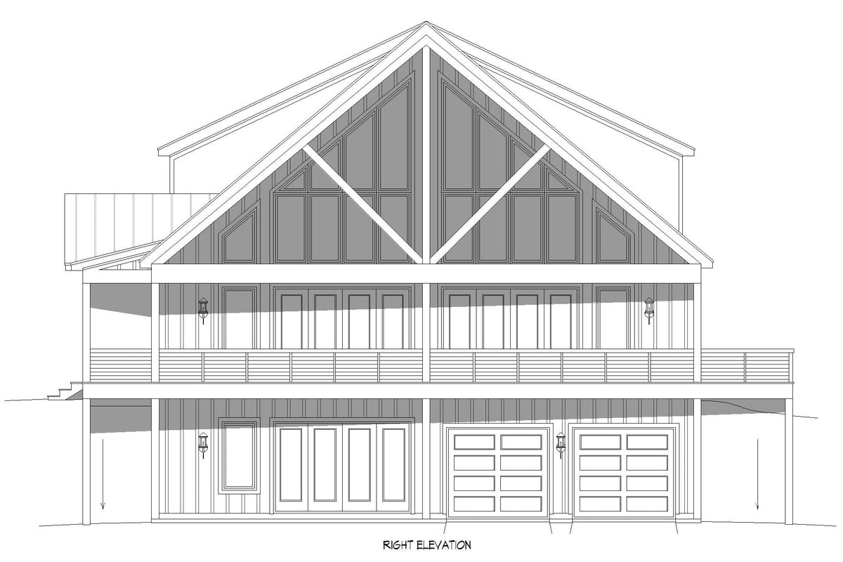 L7871-A Modern Farmhouse Right Elevation, 3 Bedrooms, 3.5 Bathrooms | Pine Haven Lodge 