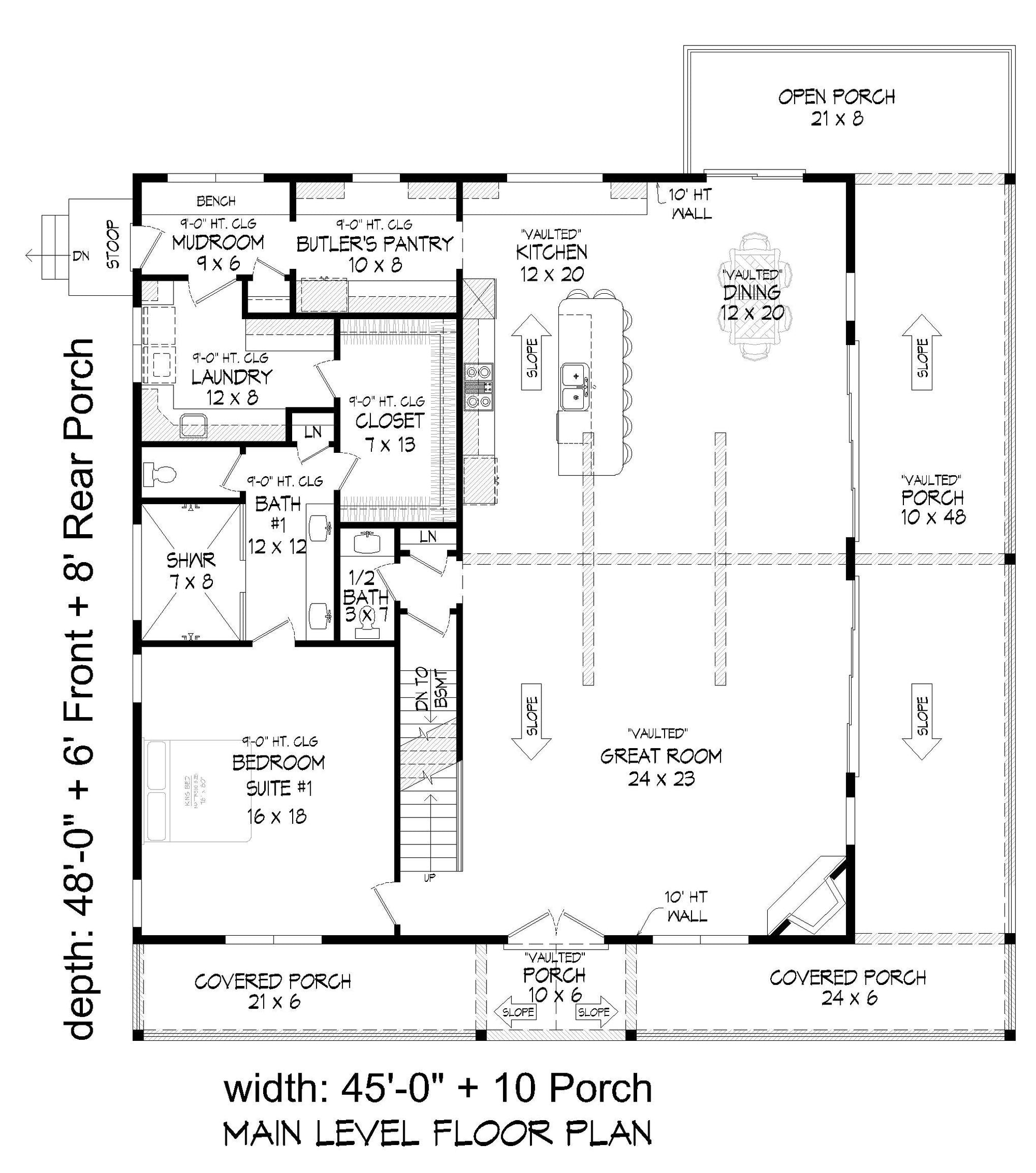 L7871-A Modern Farmhouse First Floor Plan, 3 Bedrooms, 3.5 Bathrooms | Pine Haven Lodge 