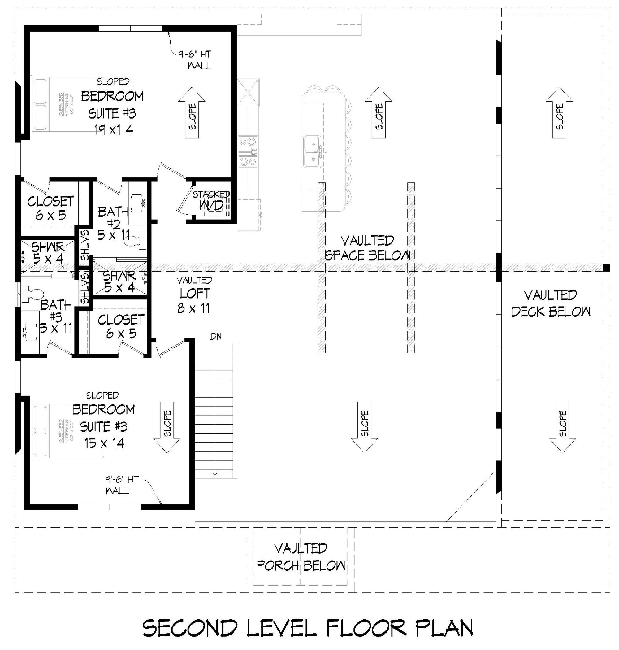 L7871-A Modern Farmhouse Second Floor Plan, 3 Bedrooms, 3.5 Bathrooms | Pine Haven Lodge 