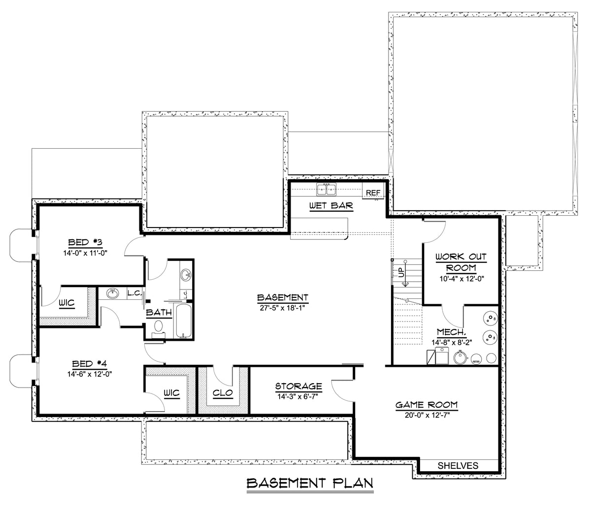 Q8431-A Modern Farmhouse, 2 to 4 Bedrooms, 2 to 3 Bathrooms | 2168 House Plan Basement Floor Plan