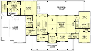 H7782-A Transitional House First Floor Plan, 3 Bedrooms, 3.5 Bathrooms | Bramblewood House Plan