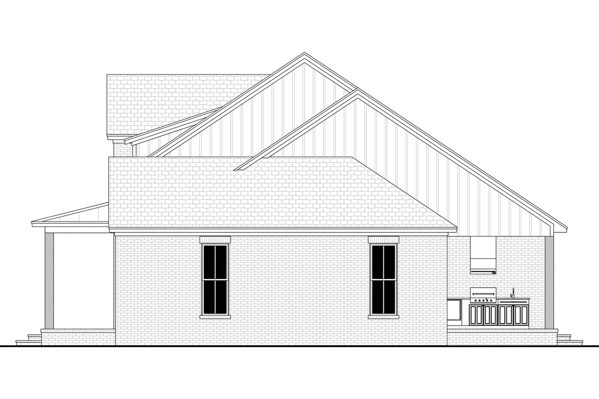 H7782-A Transitional House Right CAD, 3 Bedrooms, 3.5 Bathrooms | Bramblewood House Plan 