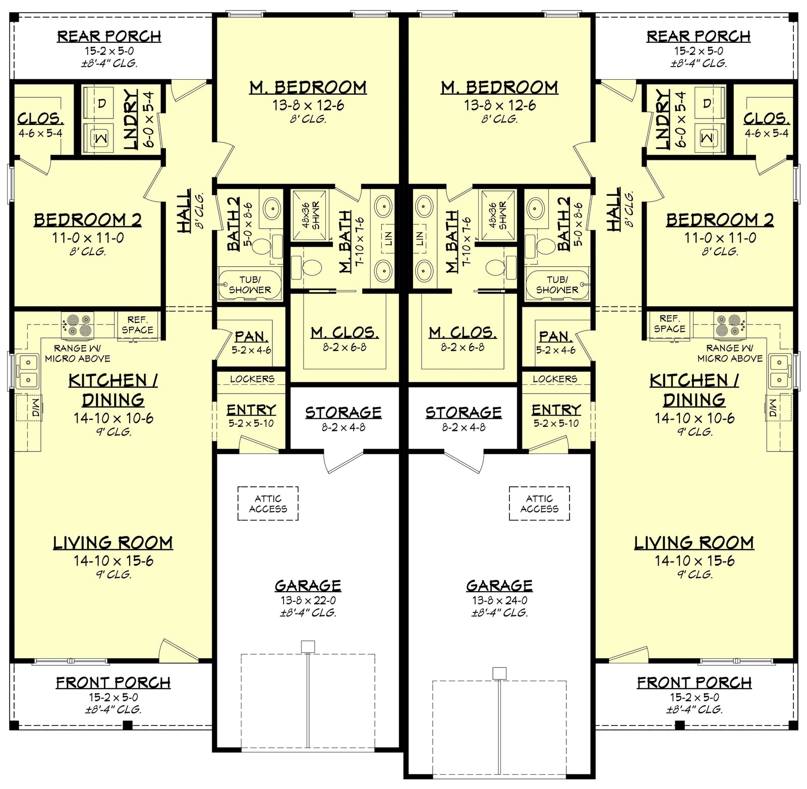 Northern Pine Duplex House Plan - Archival Designs House Plans