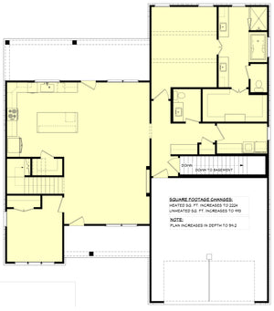 H8378-A Country House Basement Stair Location Floor Plan, 4 Bedrooms, 2.5 Bathrooms | Highgrove House Plan