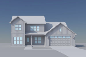 H8378-A Country House, 4 Bedrooms, 2.5 Bathrooms | Highgrove House Plan Grayscale