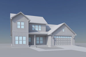 H8378-A Country House, 4 Bedrooms, 2.5 Bathrooms | Highgrove House Plan Grayscale