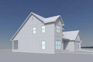 H8378-A Country House, 4 Bedrooms, 2.5 Bathrooms | Highgrove House Plan Grayscale