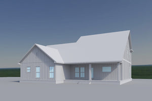 H8378-A Country House, 4 Bedrooms, 2.5 Bathrooms | Highgrove House Plan Grayscale