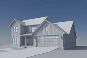H8378-A Country House, 4 Bedrooms, 2.5 Bathrooms | Highgrove House Plan Grayscale