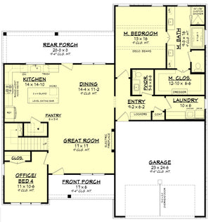 H8378-A Country House First Floor Plan, 4 Bedrooms, 2.5 Bathrooms | Highgrove House Plan 