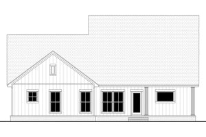 H8378-A Country House, 4 Bedrooms, 2.5 Bathrooms | Highgrove House Plan Rear CAD