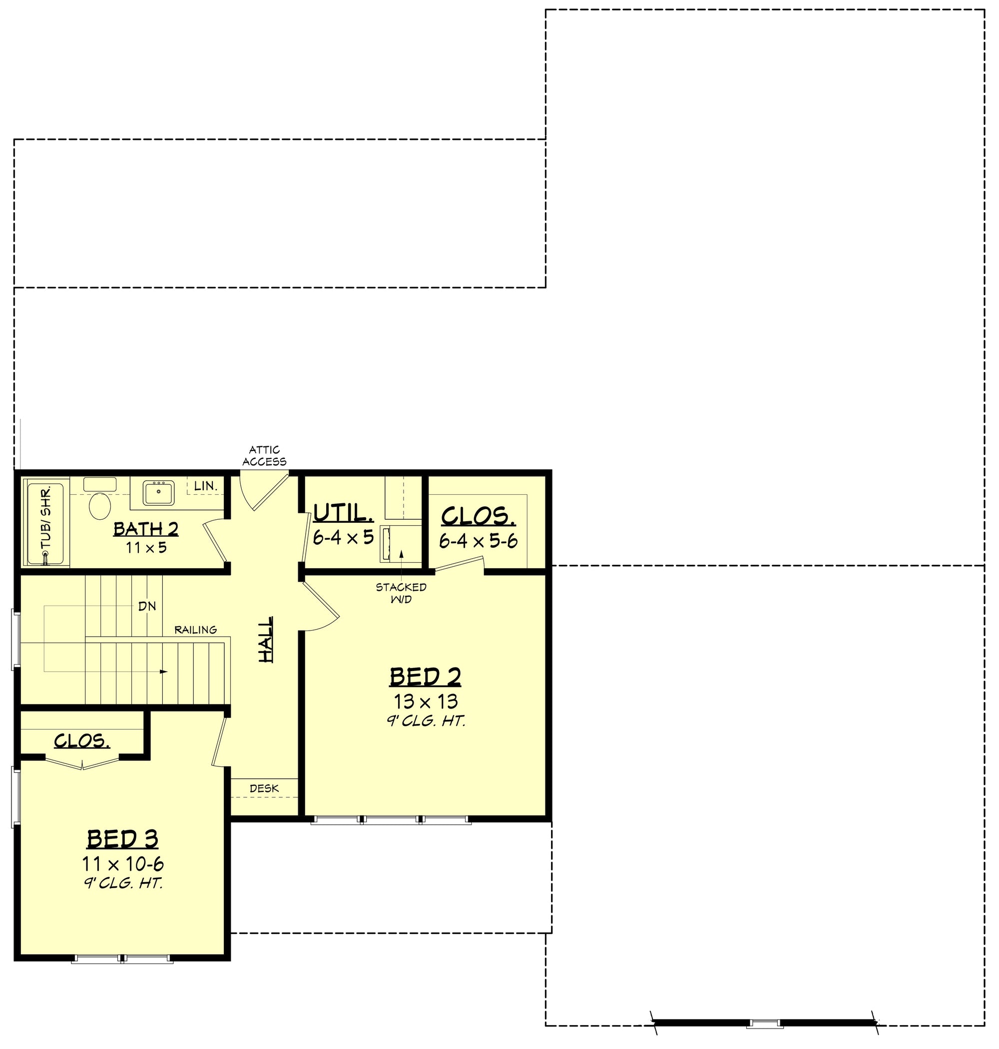H8378-A Country House Second Floor Plan, 4 Bedrooms, 2.5 Bathrooms | Highgrove House Plan  