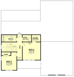 H8378-A Country House Second Floor Plan, 4 Bedrooms, 2.5 Bathrooms | Highgrove House Plan  