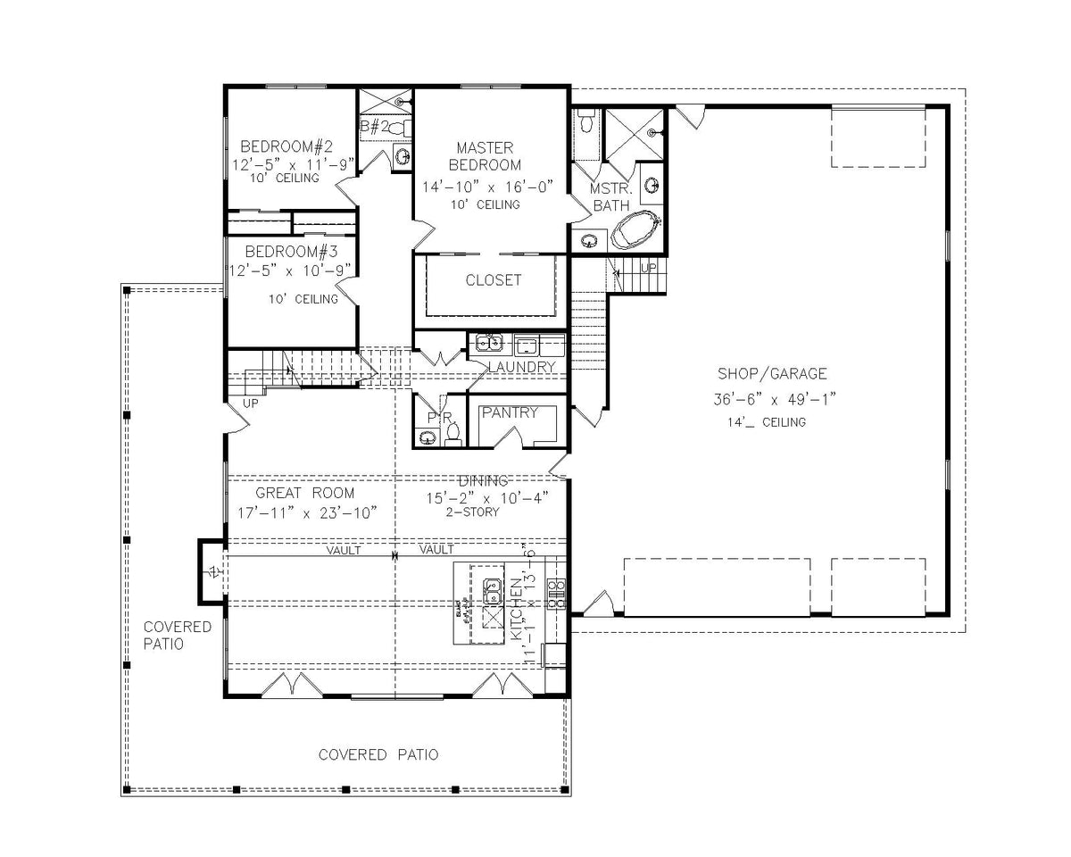 A7484-A Modern Barndominium 3 Bedrooms, 2 Bathrooms, 1 Half Bathroom House Floor Plan