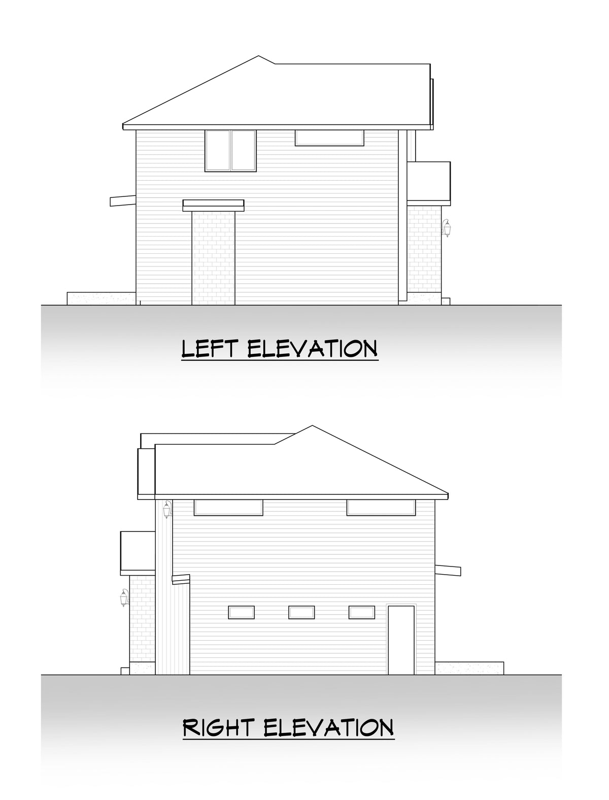 AC8167-A Contemporary House, 3 Bedrooms, 2.5 Bathrooms | Gentsaryuk House Plan Left and Right Elevation