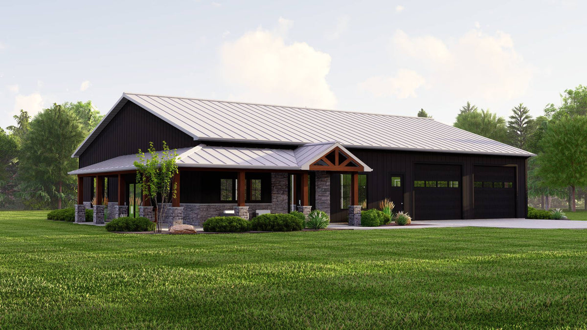 Barndominium House Plan with Massive Shop