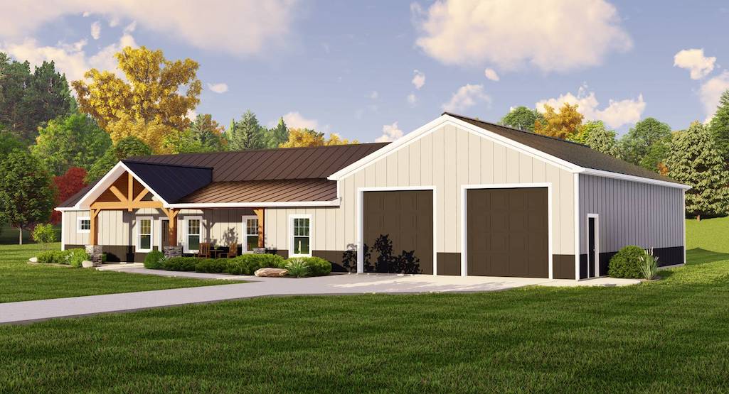 3-Bed Barndominium with Oversized 4-Car Garage - 1896 Sq Ft