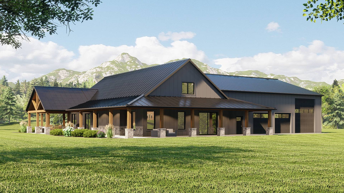 3-Bed RV-Friendly Barndominium House Plan Under 3100 Square Feet