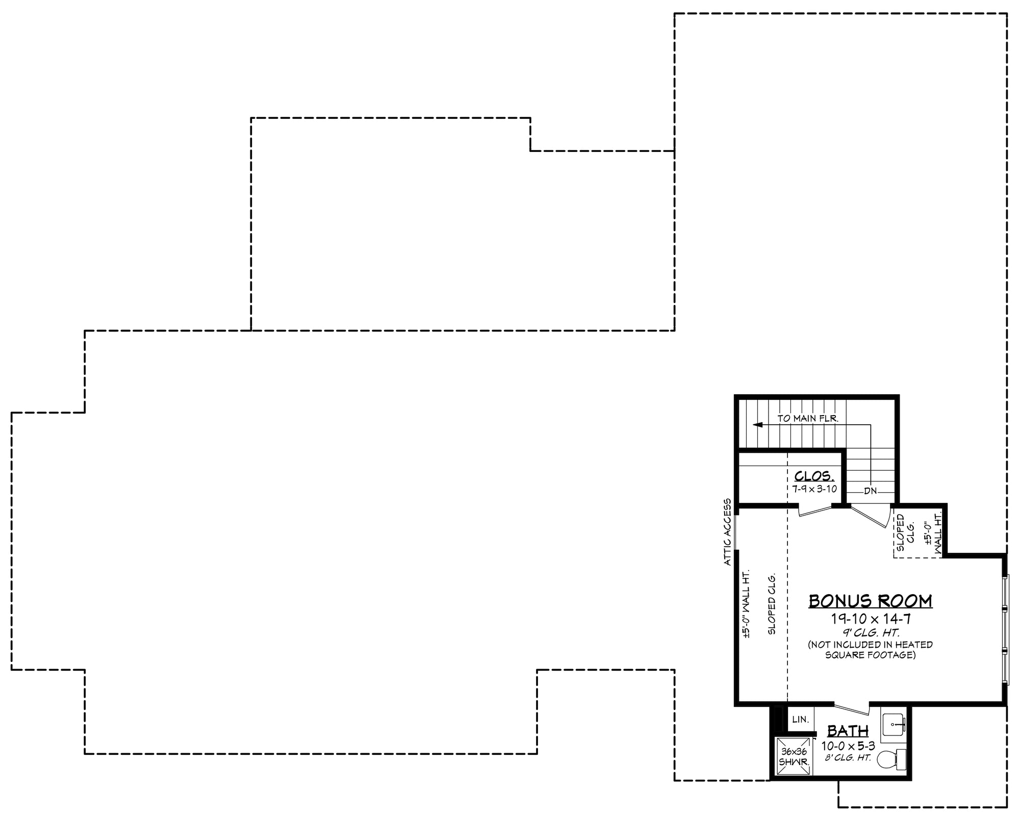 H7639-A Transitional House Bonus Floor Plan, 3 Bedrooms, 3.5 Bathrooms | Fitzgerald House Plan
