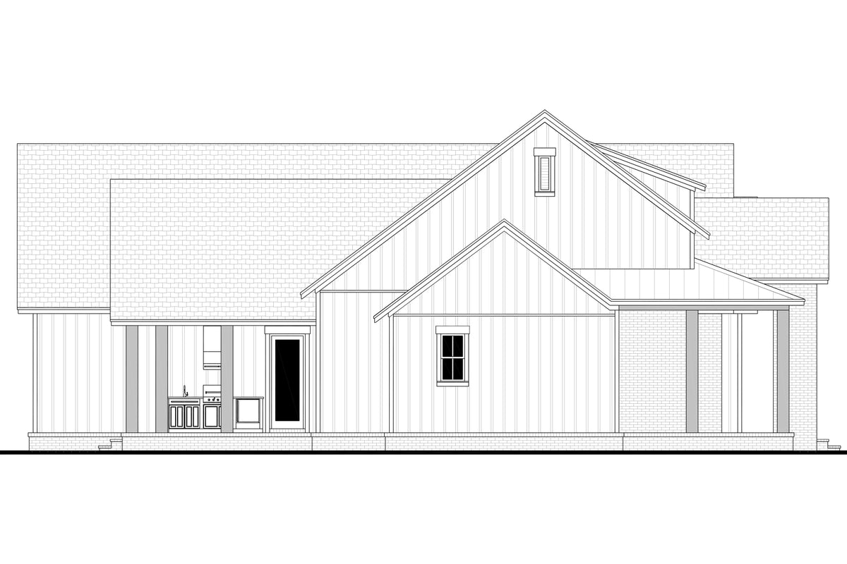 H7639-A Transitional House Left CAD, 3 Bedrooms, 3.5 Bathrooms | Fitzgerald House Plan 