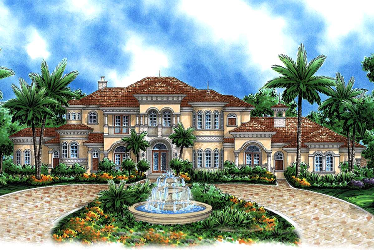 Mediterranean Luxury Estate with Lake Views, Master Suite, and Entertainment Spaces