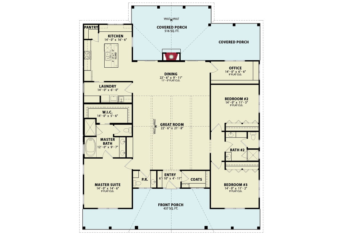 Alma Cottage B - Archival Designs House Plans, floor plan