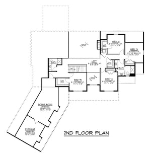 Q7462-A 23225 House Second Floor Plan 5 Beds 3.5 Baths