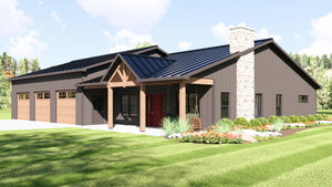 Q8415-A Barndominium House, 2 Bedrooms, 2 Bathrooms | 23295 House Plan Exterior-2