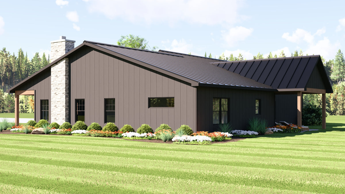 Q8415-A Barndominium House, 2 Bedrooms, 2 Bathrooms | 23295 House Plan Exterior-3