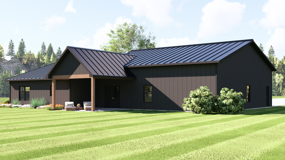 Q8415-A Barndominium House, 2 Bedrooms, 2 Bathrooms | 23295 House Plan Exterior-4