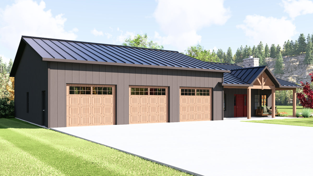 Q8415-A Barndominium House, 2 Bedrooms, 2 Bathrooms | 23295 House Plan Exterior-5