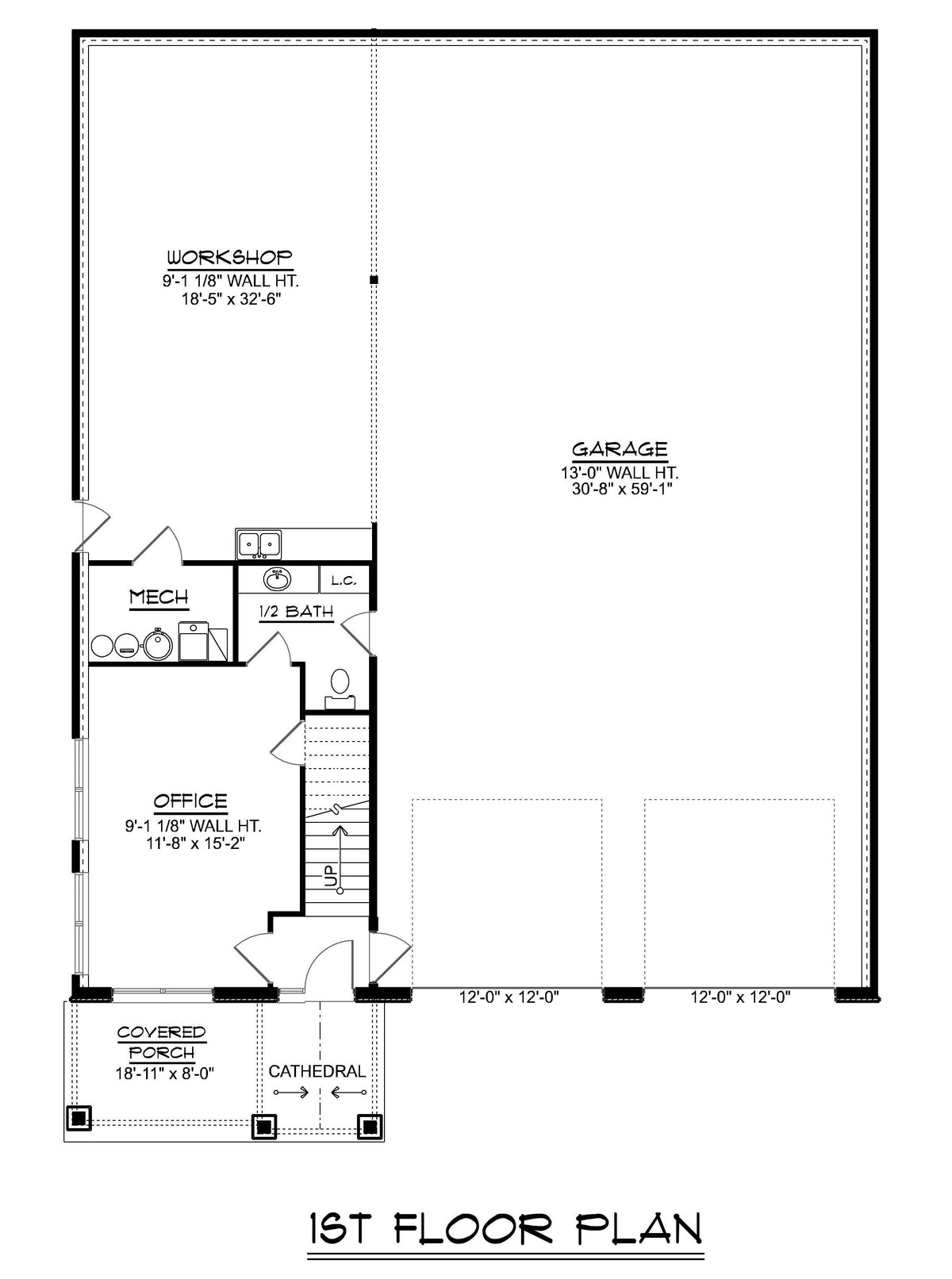 Q7465-A 23432 House First Floor Plan 2 Beds 1.5 Baths