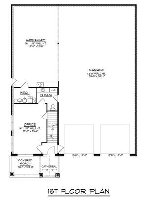 Q7465-A 23432 House First Floor Plan 2 Beds 1.5 Baths