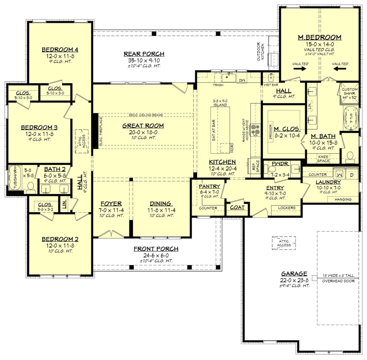 H7327-A Village Point House First Floor Plan 4 Beds 2.5 Baths