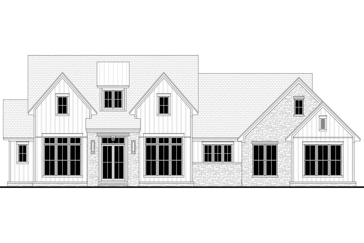 H8123-A Transitional House, 3 Bedrooms, 3.5 Bathrooms | Haney House Plan Front CAD
