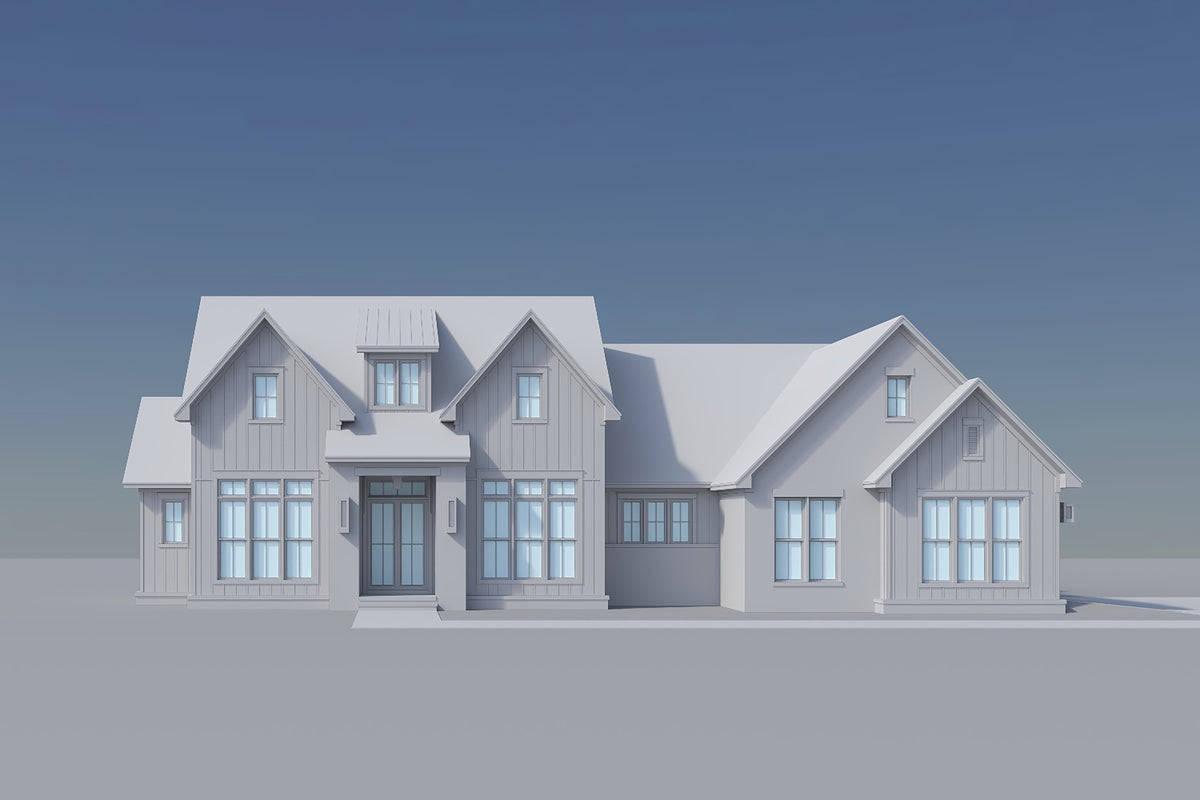 H8123-A Transitional House, 3 Bedrooms, 3.5 Bathrooms | Haney House Plan Grayscale