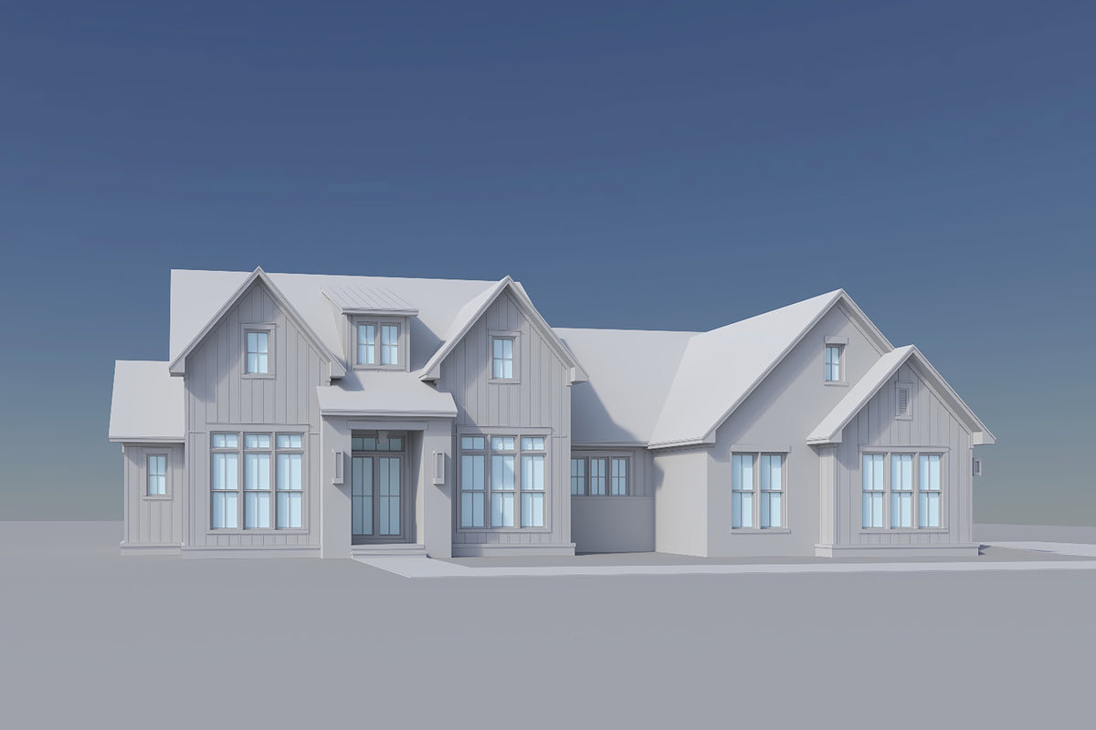 H8123-A Transitional House, 3 Bedrooms, 3.5 Bathrooms | Haney House Plan Grayscale